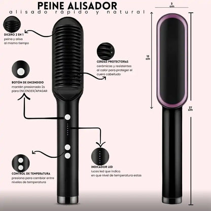 Peine Alisador Profesional 2 en 1 - Consigue un peinado más rápido, con menos frizz.